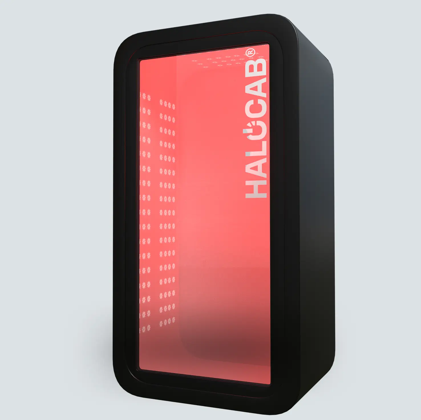 Rendu de la cabine Halocab éclairée en lumière rouge